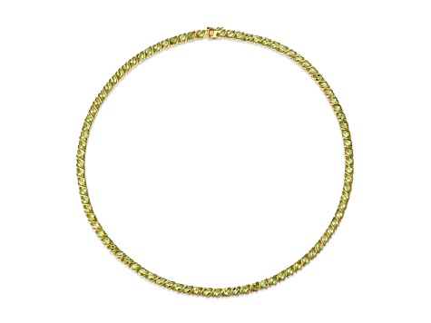 Green Peridot 18k Yellow Gold Over Sterling Silver Tennis Necklace 17.50ctw
