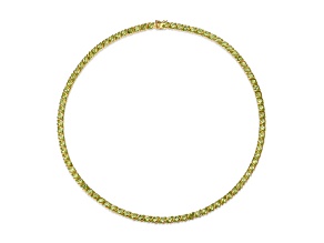 Green Peridot 18k Yellow Gold Over Sterling Silver Tennis Necklace 17.50ctw