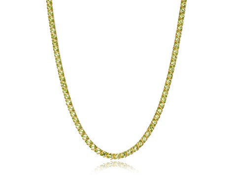 Green Peridot 18k Yellow Gold Over Sterling Silver Tennis Necklace 17.50ctw