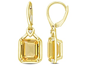 Citrine and White Topaz 18k Yellow Gold Over Sterling Silver Drop Earrings 13.17ctw
