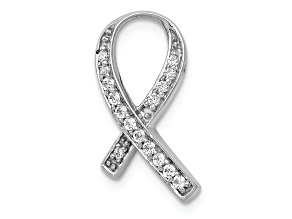 Rhodium Over 14k White Gold Diamond Awareness Pendant
