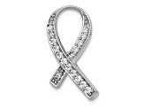 Rhodium Over 14k White Gold Diamond Awareness Pendant