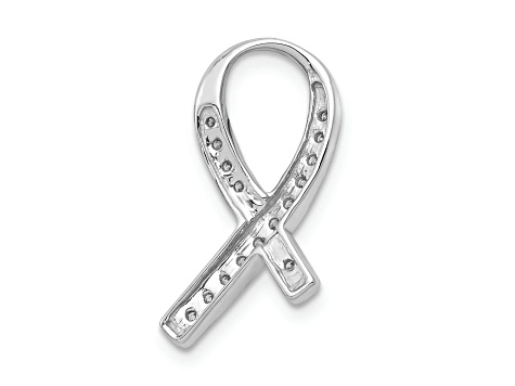 Rhodium Over 14k White Gold Diamond Awareness Pendant
