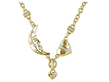 Picture of Judith Ripka 0.95ctw Bella Luce® Diamond Simulant 14K Gold Clad Moon & Heart Necklace