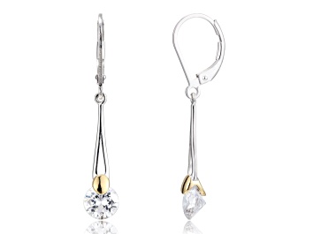 Picture of White Cubic Zirconia Rhodium And 18k Yellow Gold Over Sterling Silver Earrings 3.31ctw