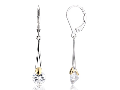 White Cubic Zirconia Rhodium And 18k Yellow Gold Over Sterling Silver Earrings 3.31ctw
