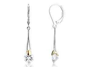 White Cubic Zirconia Rhodium And 18k Yellow Gold Over Sterling Silver Earrings 3.31ctw