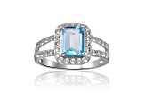 Blue Topaz with White Topaz Accents Sterling Silver Ring, 2.97ctw