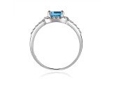 Blue Topaz with White Topaz Accents Sterling Silver Ring, 2.97ctw