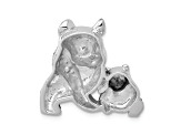 Rhodium Over 14k White Gold Black Diamond Pandas Chain Slide Pendant