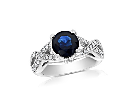 2.5ctw Sapphire and Diamond Ring in 14k White Gold