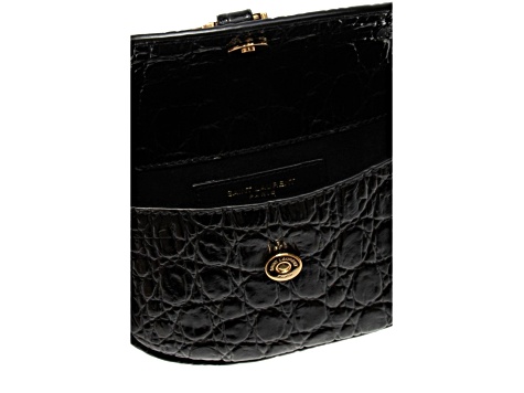 Saint Laurent Kaia Black Leather Croc Embossed Mini Belt Bag