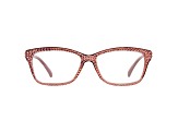 Pink Crystal Rectangular Frame Reading Glasses. Strength 3.00