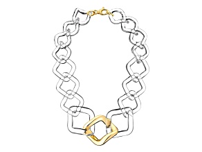 14K Yellow Gold Over Brass Oversized Twisted Link Acrylic Necklace