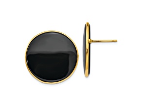 14K Yellow Gold 21mm Black Onyx Stud Earrings