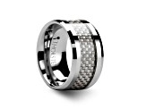 ULTIMUS Tungsten Carbide Ring with Beveled White Carbon Fiber Inlay 12mm