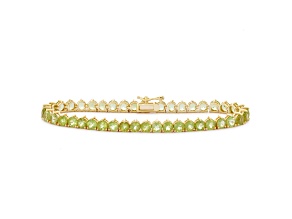Green Peridot 14K Yellow Gold Over Sterling Silver Tennis Bracelet 10.32ctw