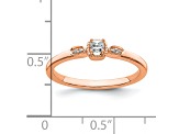 14K Rose Gold Petite Rope Edge Cushion Diamond Ring 0.11ctw