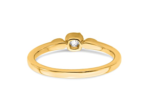 14K Yellow Gold Petite Rope Edge Cushion Diamond Ring 0.11ctw