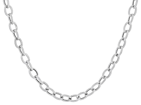 Judith Ripka Rhodium Over Sterling Silver 24" Oval Link Necklace