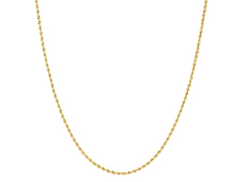 18k Yellow Gold Plated Sterling Silver 1.2mm Rope Chain Necklace, 16” to 30