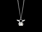 Star Wars™ Fine Jewelry Grogu™ White Diamond & Mother-Of-Pearl Rhodium Over Silver Pendant 0.10ctw