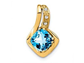 10k Yellow Gold 1.68 cttw Swiss Blue Topaz and Accent Diamond Pendant