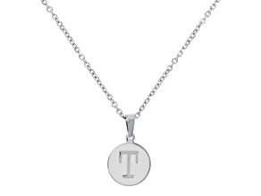 Sophisticated Steel Initial "T" Charm Pendant with Chain
