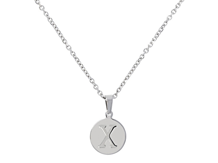 Sophisticated Steel Initial "X" Charm Pendant with Chain