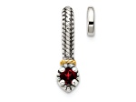 Rhodium Over Sterling Silver Antiqued with 14k Accent Polished Garnet Chain Slide Pendant