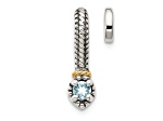 Rhodium Over Sterling Silver Antiqued with 14k Accent Aquamarine Chain Slide Pendant