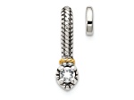 Rhodium Over Sterling Silver Antiqued with 14k Accent Polish White Topaz Chain Slide Pendant