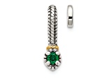 Rhodium Over Sterling Silver Antiqued with 14k Accent Created Emerald Chain Slide Pendant