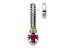 Rhodium Over Sterling Silver Antiqued with 14k Accent Polish Created Ruby Chain Slide Pendant