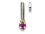 Rhodium Over Sterling Silver Antiqued with 14k Accent Polish Created Ruby Chain Slide Pendant
