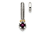 Rhodium Over Sterling Silver Antiqued with 14k Accent Rhodolite Garnet Chain Slide Pendant