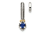 Rhodium Over Sterling Silver Antiqued with 14k Accent Created Sapphire Chain Slide Pendant