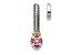 Rhodium Over Sterling Silver Antiqued with 14k Accent Pink Tourmaline Chain Slide Pendant