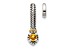 Rhodium Over Sterling Silver Antiqued with 14k Accent Polished Citrine Chain Slide Pendant