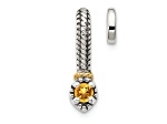 Rhodium Over Sterling Silver Antiqued with 14k Accent Polished Citrine Chain Slide Pendant