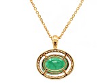 4.13 Ctw Emerald and 0.30 Ctw White Diamond Pendant in 14K YG