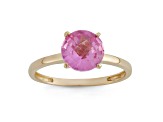 Round Lab Created Pink Sapphire 10K Yellow Gold Ring 2.20ctw