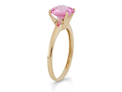 Round Lab Created Pink Sapphire 10K Yellow Gold Ring 2.20ctw