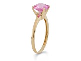 Round Lab Created Pink Sapphire 10K Yellow Gold Ring 2.20ctw