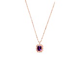 Octagonal Amethyst and Cubic Zirconia 18K Rose Gold Over Sterling Silver Pendant with chain, 4.33ctw