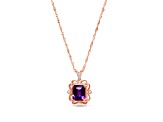 Octagonal Amethyst and Cubic Zirconia 18K Rose Gold Over Sterling Silver Pendant with chain, 4.33ctw