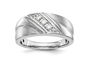Rhodium Over 14K White Gold Lab Grown Diamond SI1/SI2, G H I, Men's Band