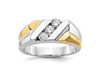 Picture of 14K Two-tone Yellow and White Gold Lab Grown Diamond SI1/SI2, G H I, Men's Ring