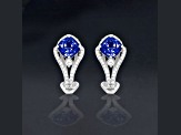 14K White Gold Square Cushion Tanzanite and Diamond Earrings  2.04ctw