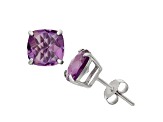 Square Cushion Amethyst Sterling Silver Stud Earrings 3.00ctw